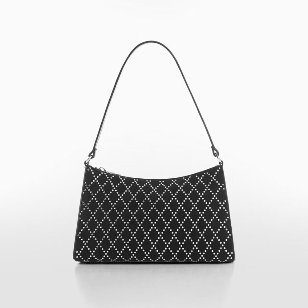 Mango Black Shoulder Bag with Rhinestone Detail/NWT